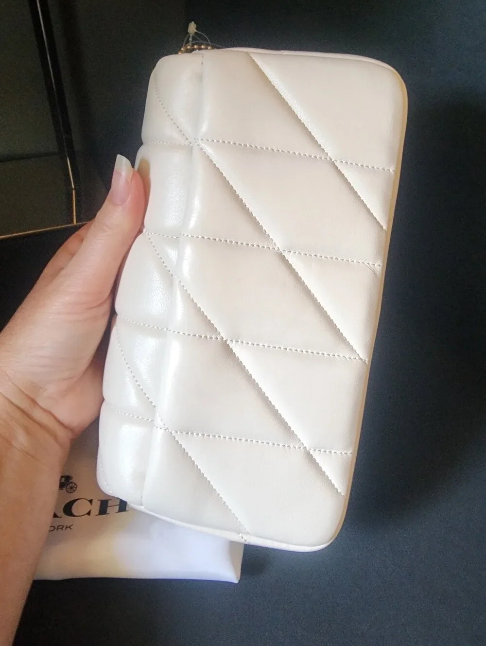 NWT Coach Quilted Tabby 19 In Chalk (Missing Chain Strap)